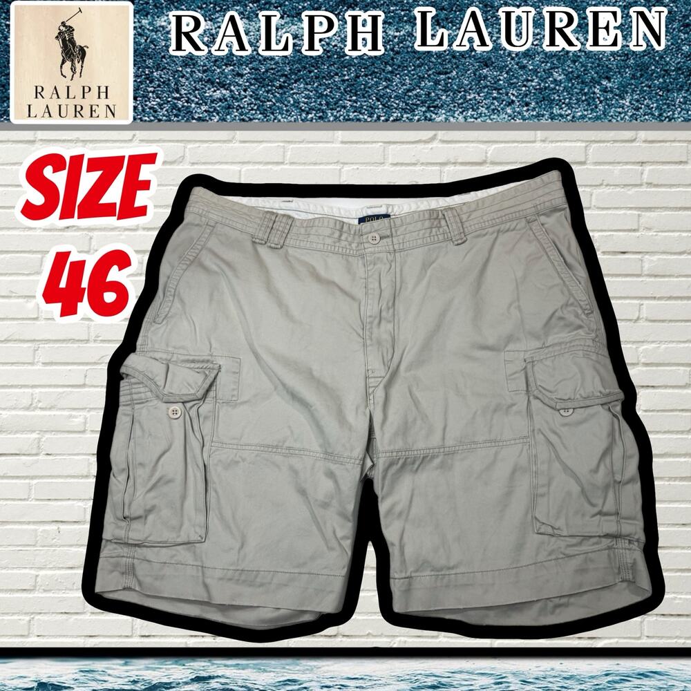 Vintage Y2K Polo Ralph Lauren Beige Cargo Shorts Size 46